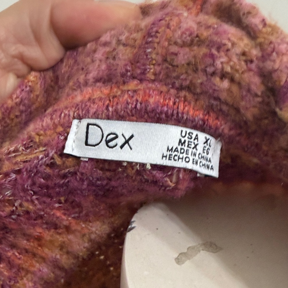 Dex Women's Pink and Orange Cardigan Sweater - Picture 2 of 7